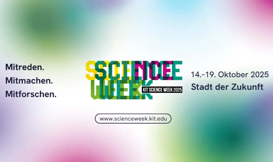 Mit der KIT Science Week 2025 bieten das KIT und seine Partner zum dritten Mal ein beteiligungsorientiertes und interaktives Veranstaltungsformat an. (Grafik: KIT)