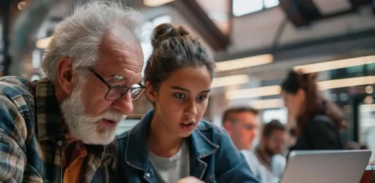 Generational Tech Interaction – Image: StockCake / AI generated