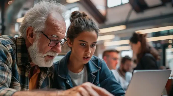Generational Tech Interaction – Image: StockCake / AI generated